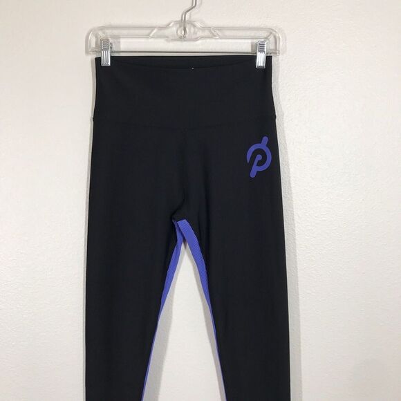 Peloton Women's Black Purple Show Up Rib Leggings Size Large Activewear Cycling - Picture 3 of 8